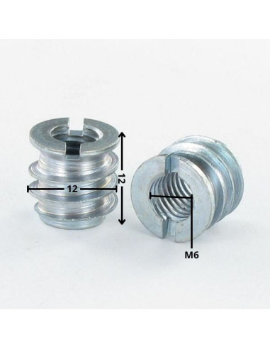 1 x Self Tapping Insert Slotted Steel M6 12X12