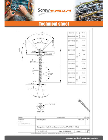 1 x Chipboard Screw Countersunk Head Pozi PZ2...
