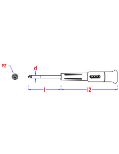 Screwdriver END Pozi N°1 Length Metal Thread 50 2