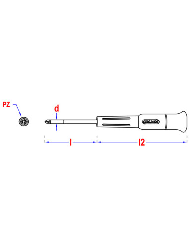 1 x Screwdriver END Pozi N°1 Length Metal...