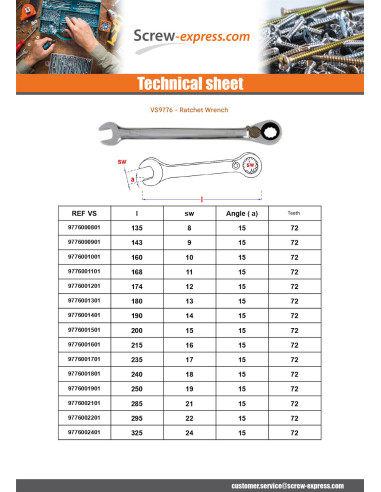 1 x Ratchet spanner 22X295