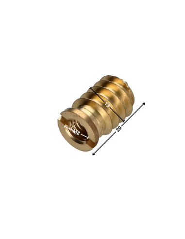 1 x Self tapping insert for wood M8 13X20 Brass