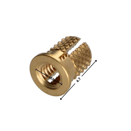 1 x Self Tapping Insert With Collar EXPANSIONFIX Brass M3X4.7
