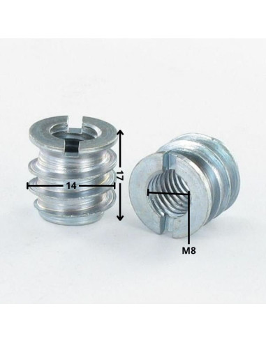1 x Self tapping insert for wood Steel M8 Pitch...