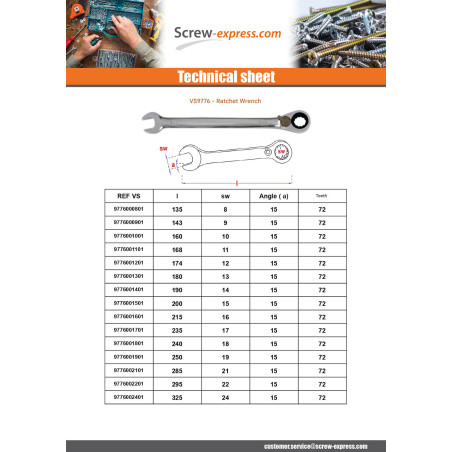 1 x Ratchet spanner 9X143