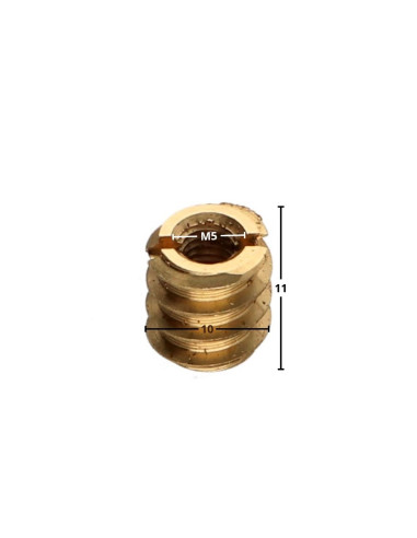 1 x Self Tapping Insert Slotted Brass M5 10X11