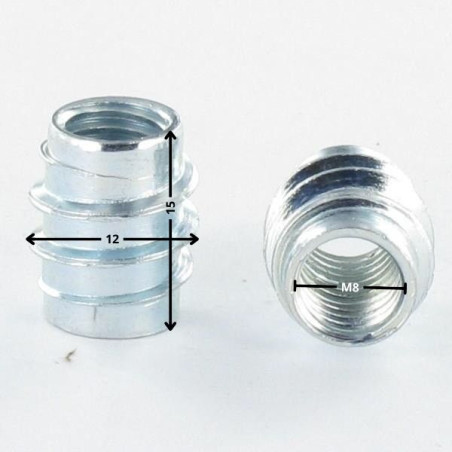 1 x Self Tapping Insert Not Slotted Zinc Plated M8 12X15 'RM'
