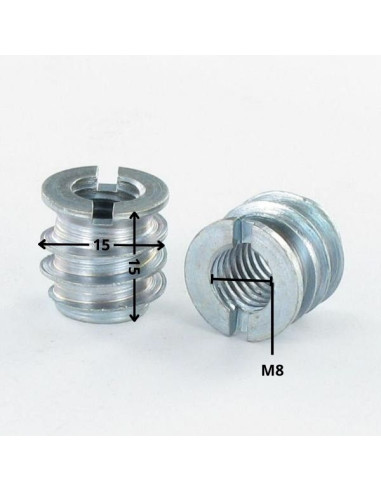 1 x Self tapping insert for wood M8 15X15 Zinc...