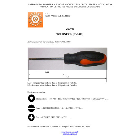 1 x Screwdriver end T7 Total Lengh 80 Length Metal Thread 40