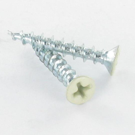 1 x Screw For Plastic Pan Countersunk Head Phillips 4.3X35 Zinc Plated Ral1015/Light Ivory