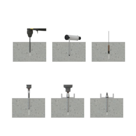 1 x Screw For Concrete Double thread T5 6X100 M8 Zinc Plated