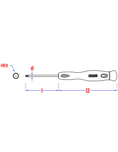 Screwdriver end Hexagonal 2.5 Total Lengh 80 Length Metal... 2