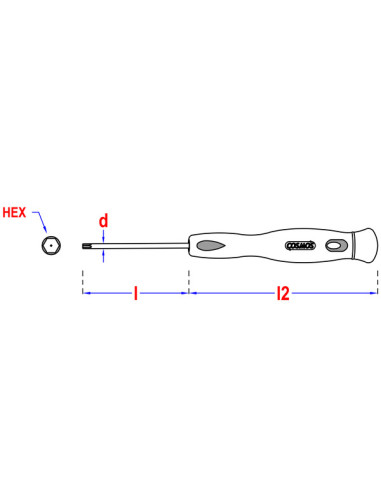 1 x Screwdriver end Hexagonal 2 Total Lengh 80...
