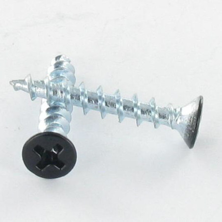 1 x Chipboard Screw Pan Countersunk Head Phillips 4.3X25 Zinc Plated Ral9005/Jet Black