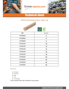 Smooth wooden dowel Diameter 22 Length 1 Meter 2