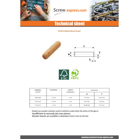 1 x Grooved wooden trunnion 12X50