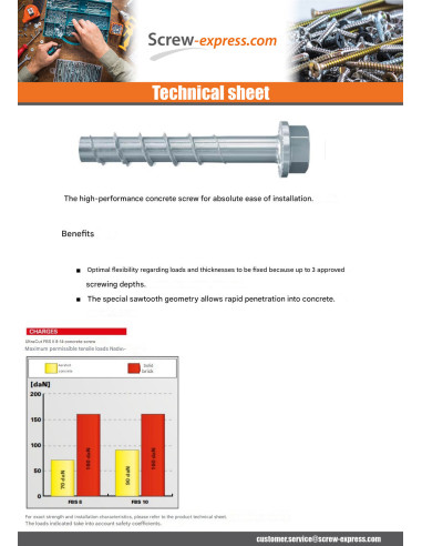 1 x V.BETON Hexagonal Head FISCHER ULTRACUT FBS...