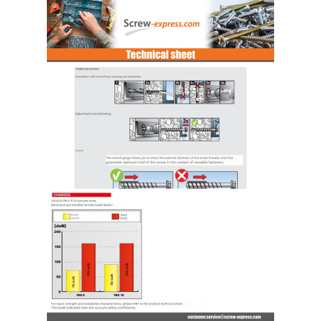 1 x V.BETON Hexagonal Head FISCHER ULTRACUT FBS II 8-14 T40 S13 8X70 Zinc Plated