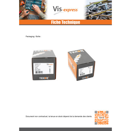 1 x Chipboard Screw Tekor Countersunk Head With Serration Pozi PZ2 3.5X20 cut Type 17 Drilling Point Full Thread Zinc