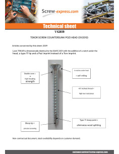 Chipboard Screw Tekor Countersunk Head With Serration...