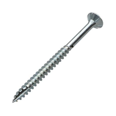 1 x Chipboard Screw Tekor Countersunk Head With Serration Pozi N°2 5X70 Thread Length: 45 cut Type 17 Drilling Point Zinc