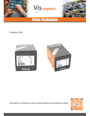 1 x Chipboard Screw Tekor Countersunk Head With...