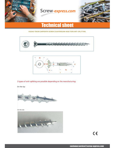 1 x Framing screws TEKOR Countersunk Head With...