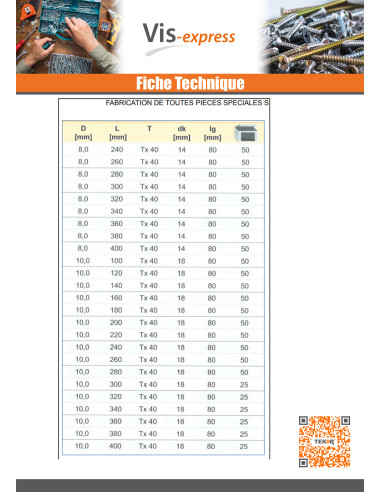 1 x Framing screws TEKOR Countersunk Head With...