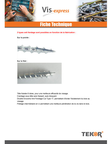 1 x Framing screws TEKOR Countersunk Head With...