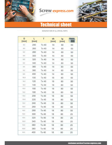 1 x Framing screws TEKOR Countersunk Head With...