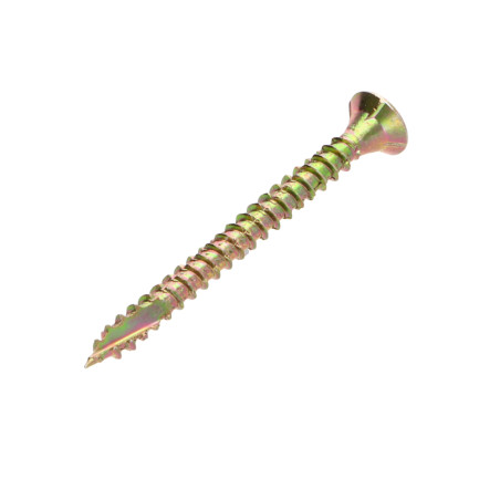 1 x Savis Chipsboard Screw Countersunk Head Pozi 2 4.5X60 Full Thread cut Type 17 Drilling Point Yellow Zinc