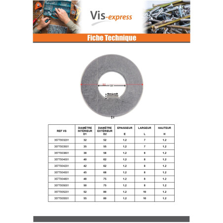 1 x Lock washer with internal lug 75X110X1.5 Type F 10 Steel