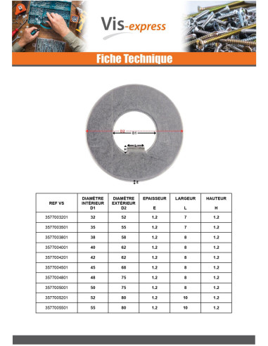 1 x Lock washer with internal lug Steel 16X32X1...
