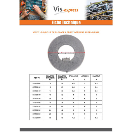 1 x Lock washer with internal lug 60X90X1.5 Type F 10 Steel
