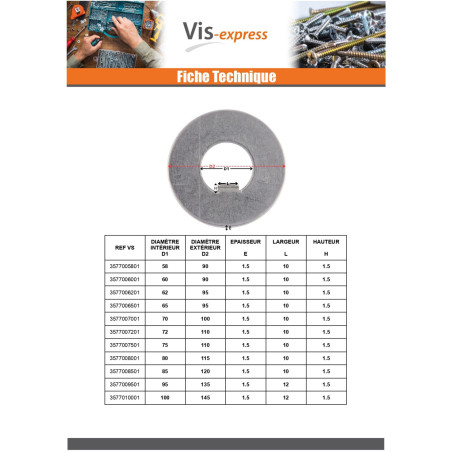 1 x Lock washer with internal lug 85X120X1.5 Type F 10 Steel