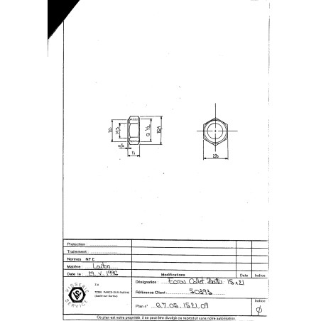 1 x Nut Brass COLLAR DEFEATED 15X21