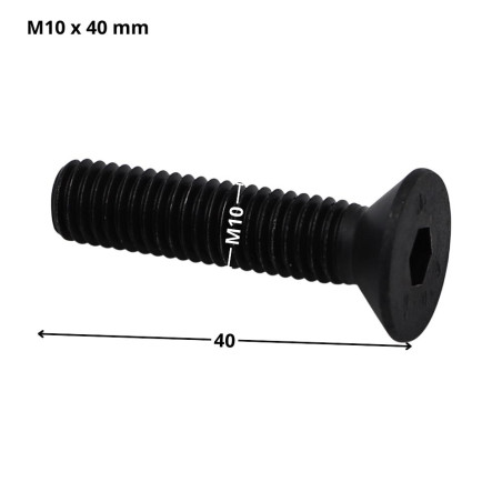 1 x Machine Screw Flat Head Hexagon Recess Hexagon Socket 6 M10X40 Full Thread Class 10.9 Steel