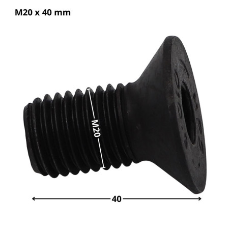 1 x Machine Screw Flat Head Hexagon Recess Hexagon Socket 12 M20X40 Full Thread Class 10.9 Steel