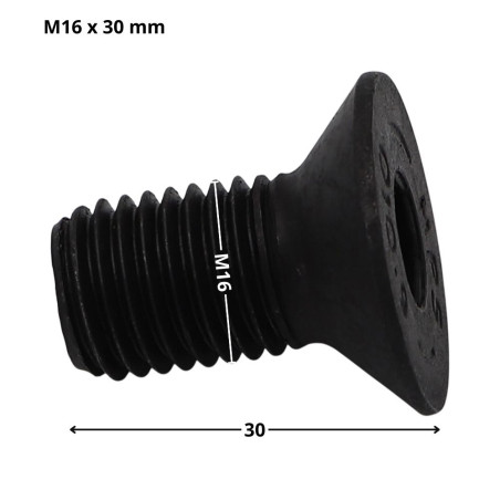 1 x Machine Screw Flat Head Hexagon Recess Hexagon Socket 10 M16X30 Full Thread Class 10.9 Steel