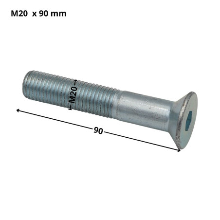 1 x Machine Screw Flat Head Hexagon Recess Hexagon Socket 12 M20X90 Full Thread Class 10.9 Zinc Plated