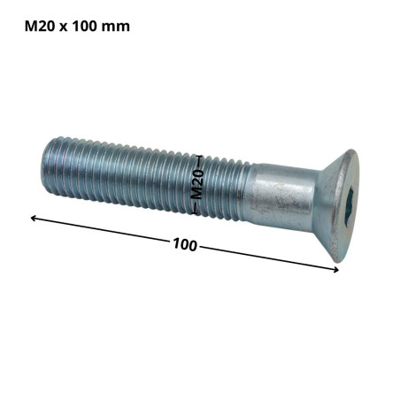 1 x Machine Screw Flat Head Hexagon Recess Hexagon Socket 12 M20X100 Partial Thread Class 10.9 Zinc Plated