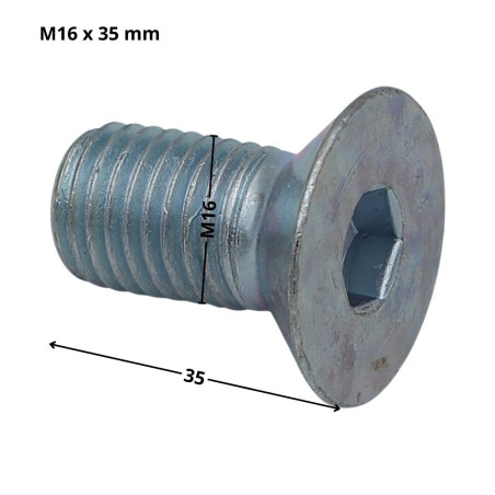 1 x Machine Screw Flat Head Hexagon Recess Hexagon Socket 10 M16X35 Full Thread Class 10.9 Zinc Plated