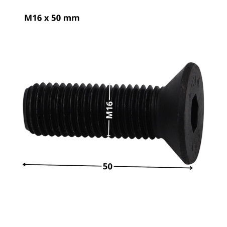 1 x Machine Screw Flat Head Hexagon Recess Hexagon Socket 10 M16X50 Full Thread Class 10.9 Steel