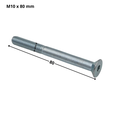 1 x Machine Screw Flat Head Hexagon Recess Hexagon Socket 6 M10X80 Partial Thread Class 10.9 Zinc Plated