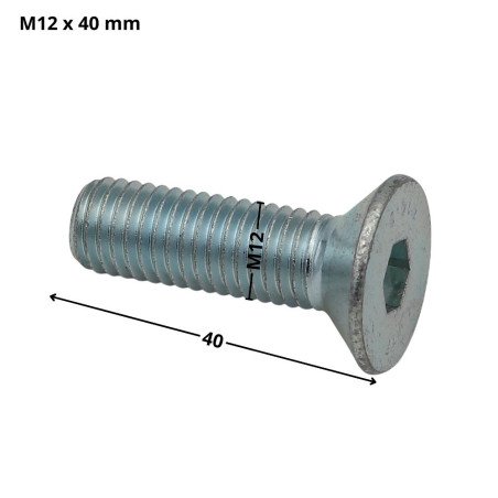 1 x Machine Screw Flat Head Hexagon Recess Hexagon Socket 8 M12X40 Full Thread Class 10.9 Zinc Plated