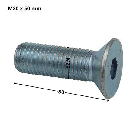 1 x Machine Screw Flat Head Hexagon Recess Hexagon Socket 12 M20X50 Full Thread Class 10.9 Zinc Plated