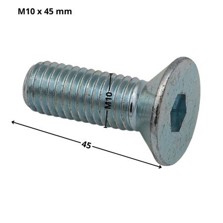 1 x Machine Screw Flat Head Hexagon Recess Hexagon Socket 6 M10X45 Partial Thread Class 10.9 Zinc Plated