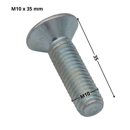 1 x Machine Screw Flat Head Hexagon Recess Hexagon Socket 6 M10X35 Full Thread Class 10.9 Zinc Plated