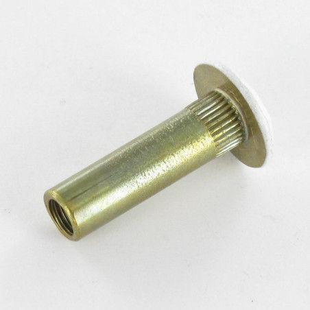 1 x Nut Bookbinder HAMMERED M8X28 Inner Thread M6 (Blind Hole) Brass Ral9016/Traffic Signalisation