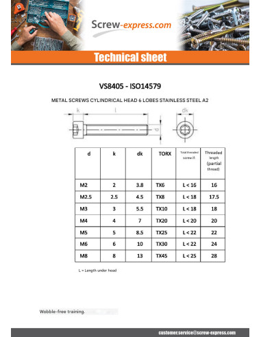 1 x Machine Screw Pan Head T50 Stainless Steel...